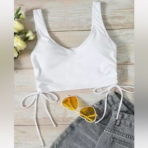 SHEIN White Tie-Side Crop Top